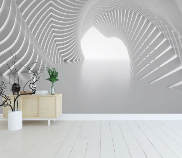 Túnel branco com linhas curvas Túnel branco com linhas curvas