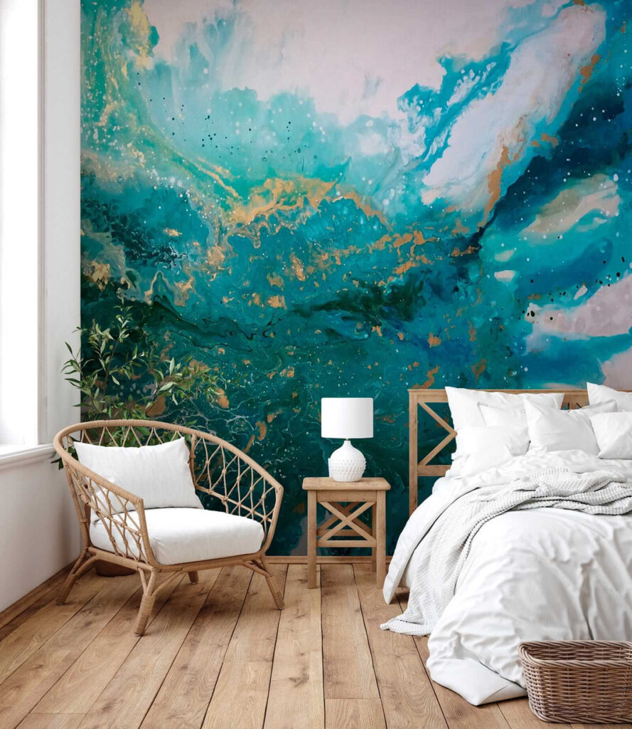 Turquoise waves clash in artistic chaos Turquoise waves clash in artistic chaos