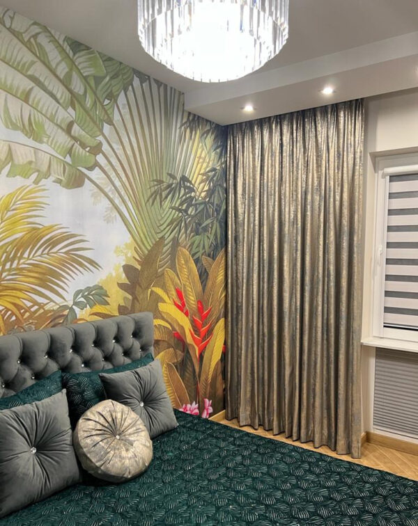 Pintura de uma floresta com flores Pintura de uma floresta com flores