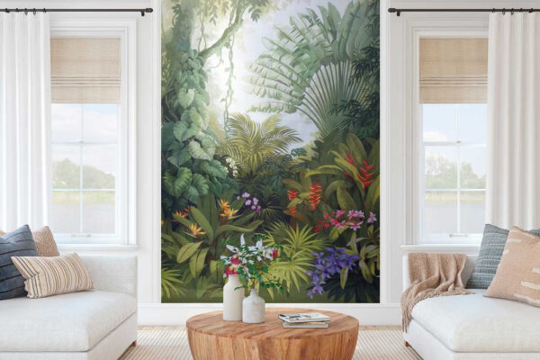 Pintura de uma floresta com flores Pintura de uma floresta com flores