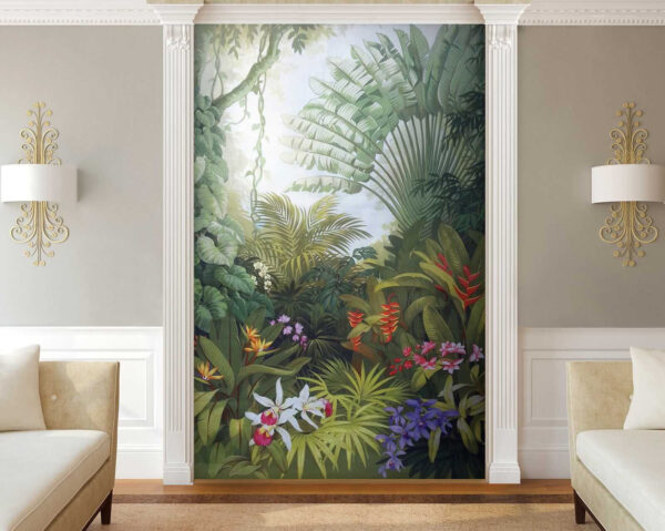 Pintura de uma floresta com flores Pintura de uma floresta com flores