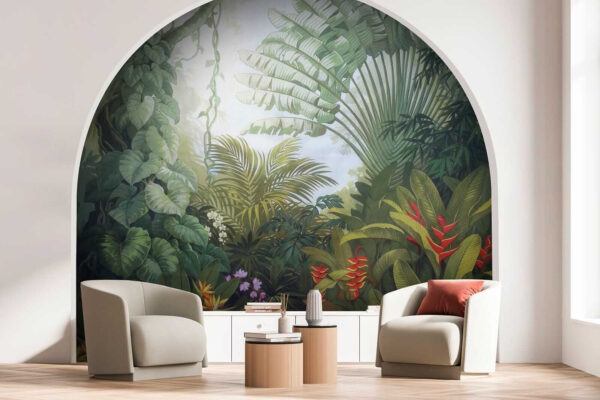 Pintura de uma floresta com flores Pintura de uma floresta com flores