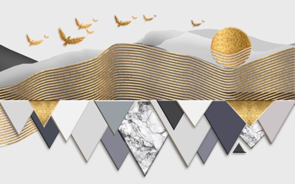 Papel de parede com pássaros a voar no céu Papel de parede com pássaros a voar no céu