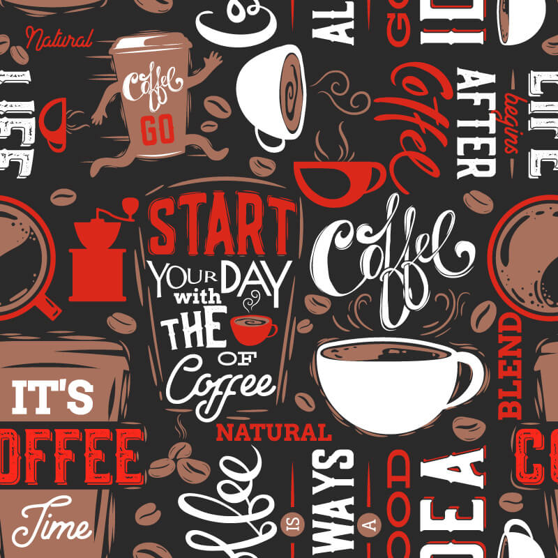 Padrão de chávenas de café e grãos de café Padrão de chávenas de café e grãos de café