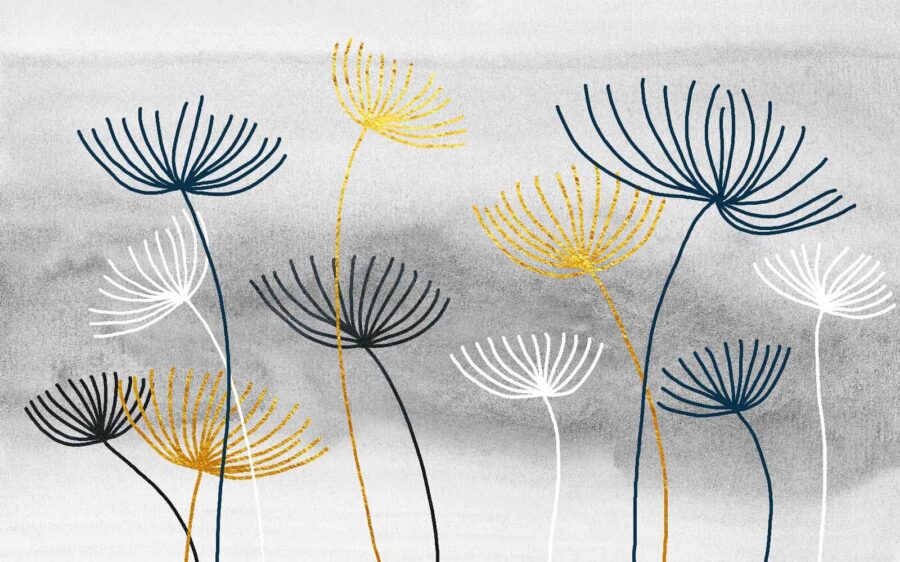 Flores amarelas e azuis