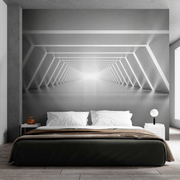 Um quarto branco com luzes Um quarto branco com luzes