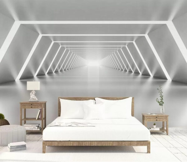 Um quarto branco com luzes Um quarto branco com luzes