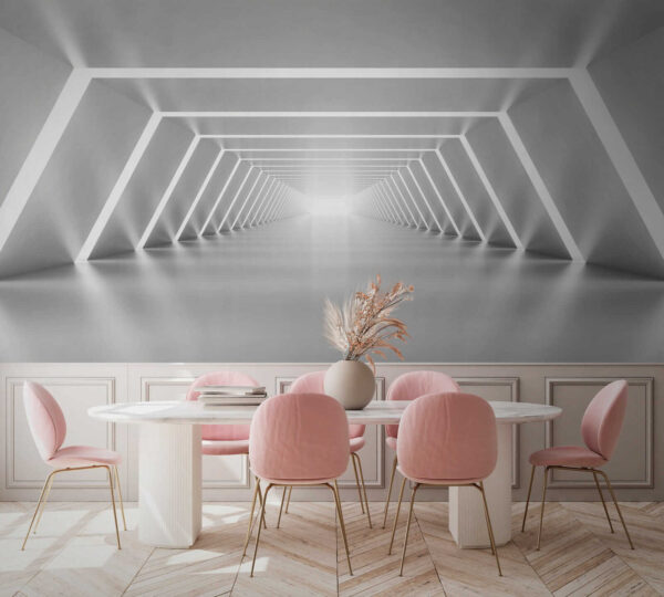 Um quarto branco com luzes Um quarto branco com luzes