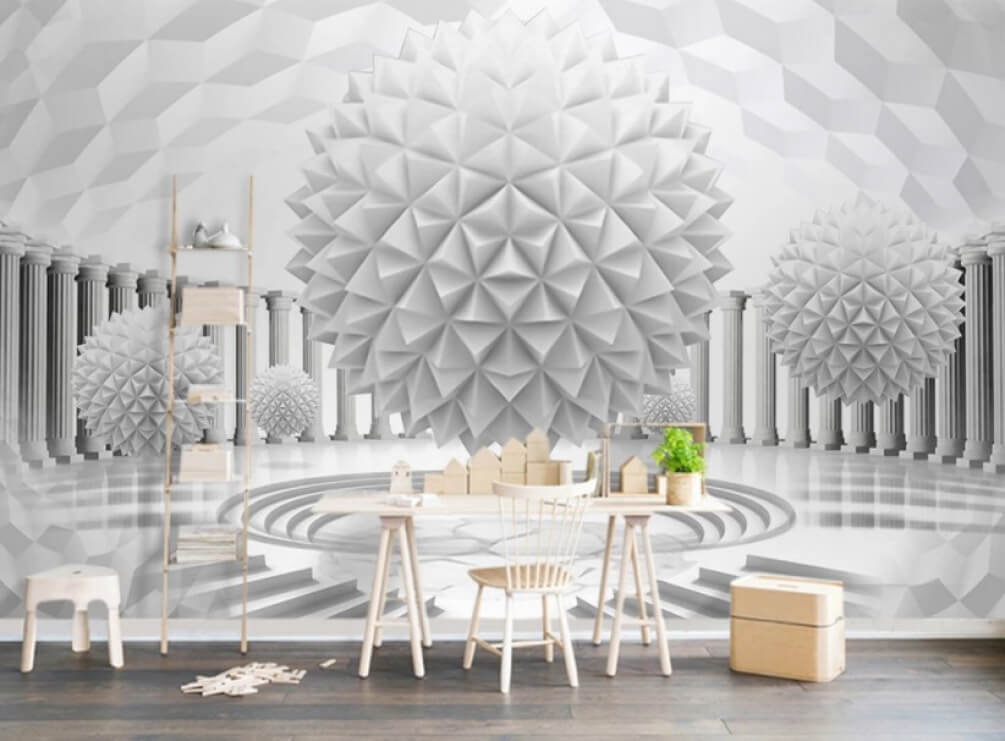 Wall murals White sphere with columns and steps u03692piw1m - Wall murals White sphere with columns and steps - tegory