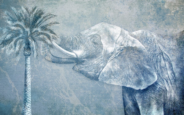 Um elefante com uma palmeira Um elefante com uma palmeira