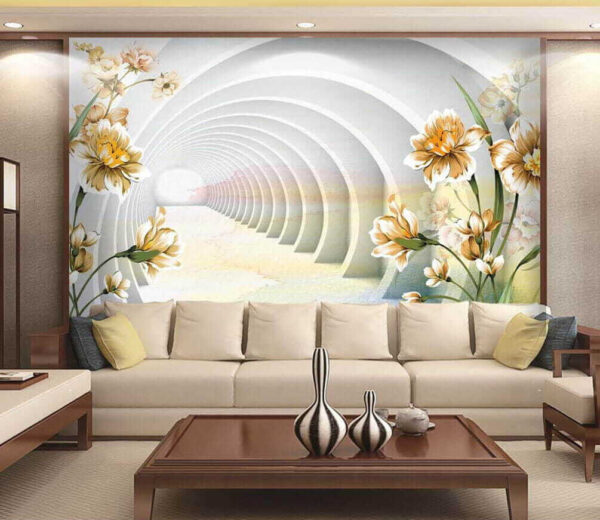 Papel de parede Papel de parede Papel de parede com flores e um túnel (REF: u04401)