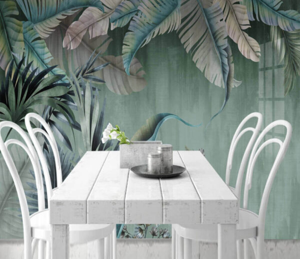 Folhas tropicais exuberantes em tons suaves Folhas tropicais exuberantes em tons suaves