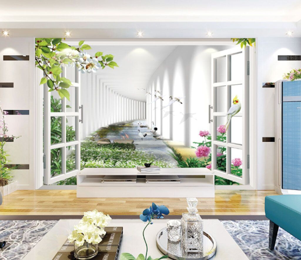 Janela com vista para um lago e flores u06326pig1m - Janela com vista para um lago e flores - tegory