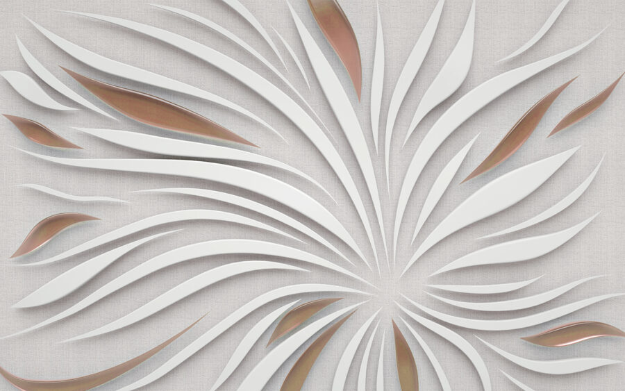 Papel de parede Pétalas brancas radiantes com toques metálicos. - Image 4