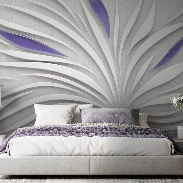 Um remoinho branco e roxo numa parede Um remoinho branco e roxo numa parede