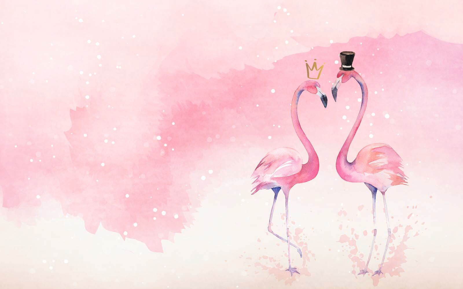 Dois flamingos com coroa e coroa na cabeça u06476p - Dois flamingos com coroa e coroa na cabeça - tegory