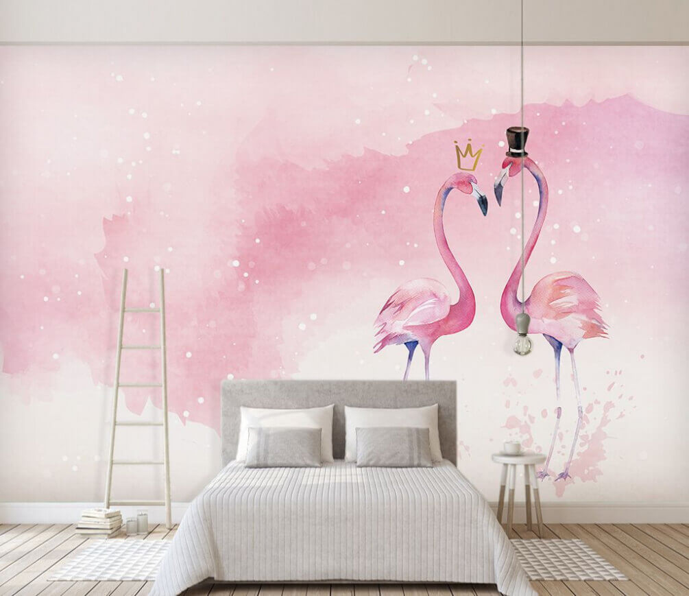 Dois flamingos com coroa e coroa na cabeça u06476pib1m - Dois flamingos com coroa e coroa na cabeça - tegory