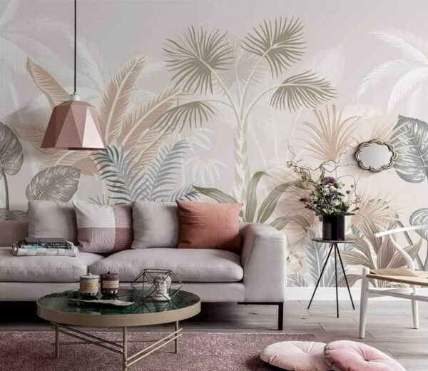 Folhas tropicais em tons pastel suaves. Folhas tropicais em tons pastel suaves.