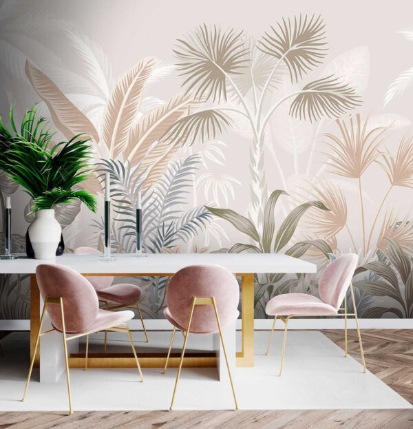 Folhas tropicais em tons pastel suaves. Folhas tropicais em tons pastel suaves.
