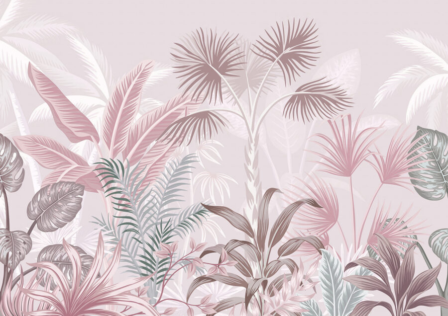 Papel de parede Folhagem tropical em tons pastel suaves. - Image 4