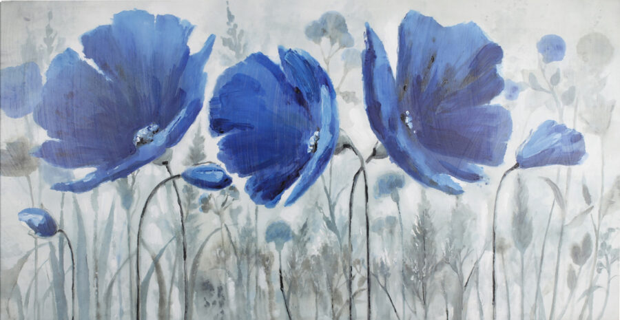 Pintura de flores azuis