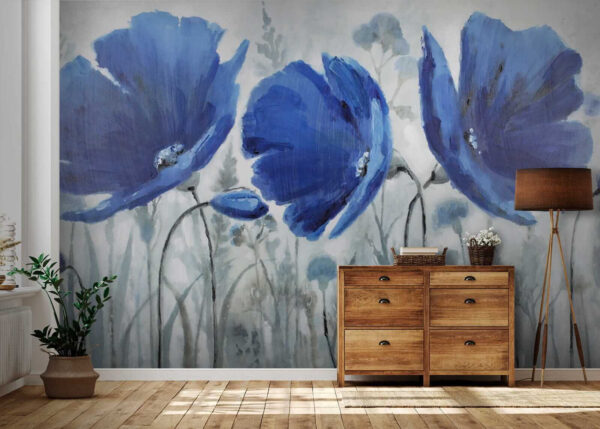 Pintura de flores azuis Pintura de flores azuis