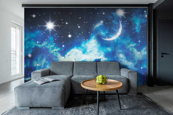 Lua e estrelas no céu Lua e estrelas no céu