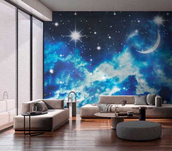 Lua e estrelas no céu Lua e estrelas no céu