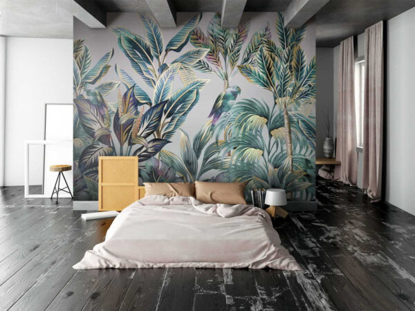 Folhas tropicais com pássaros escondidos. Folhas tropicais com pássaros escondidos.