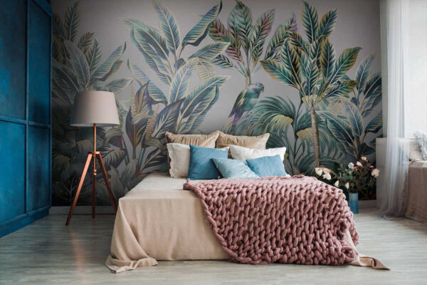 Folhas tropicais com pássaros escondidos. Folhas tropicais com pássaros escondidos.