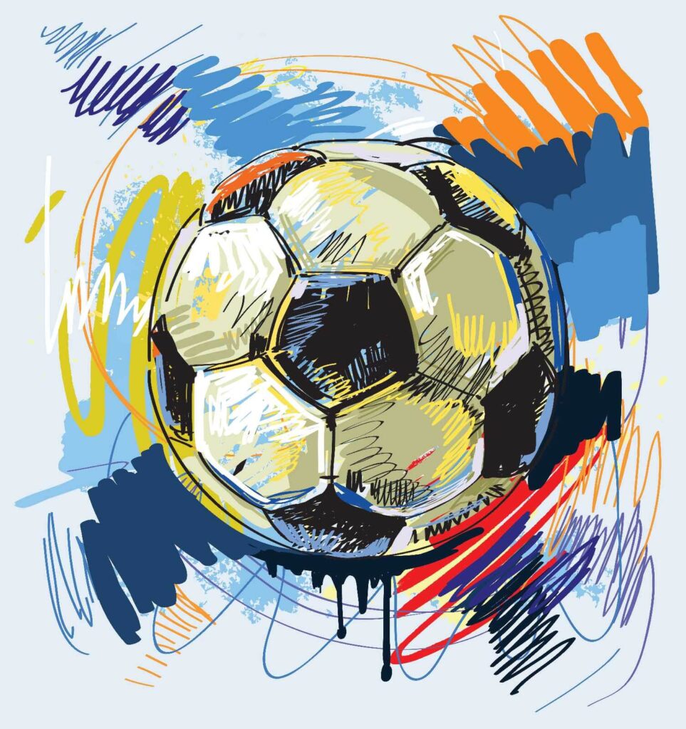 Bola de futebol com rabiscos coloridos Bola de futebol com rabiscos coloridos