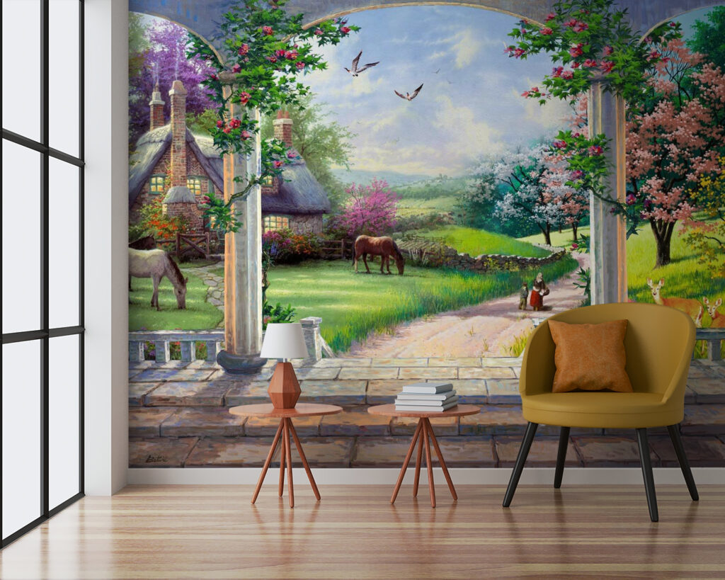 u09760pig3 1024x819 - Pintura de uma paisagem com um cavalo e uma casa - tegory