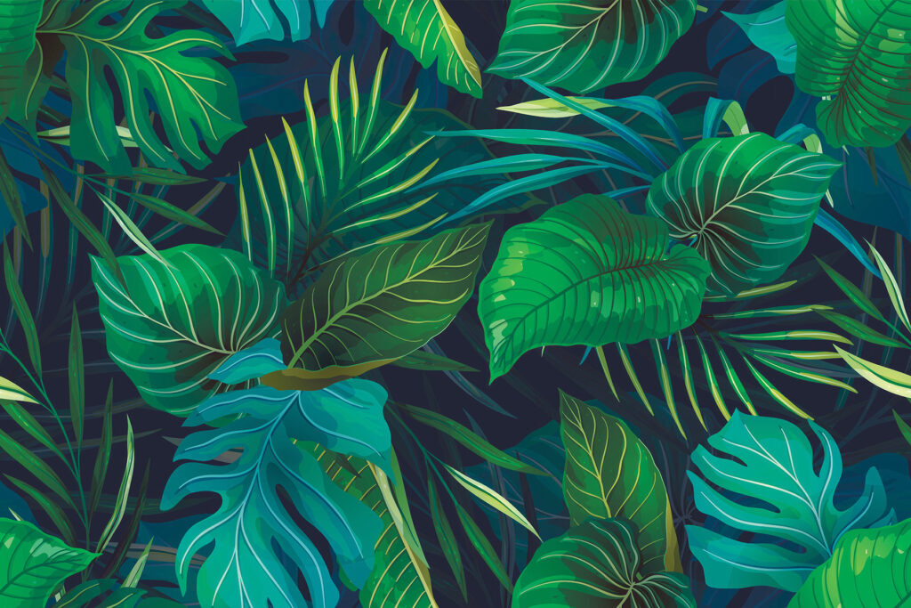 Vegetação luxuriante em cores vibrantes Vegetação luxuriante em cores vibrantes