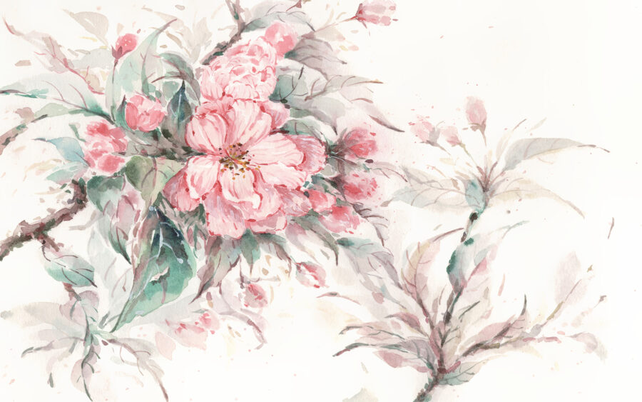 Pintura de flores cor-de-rosa