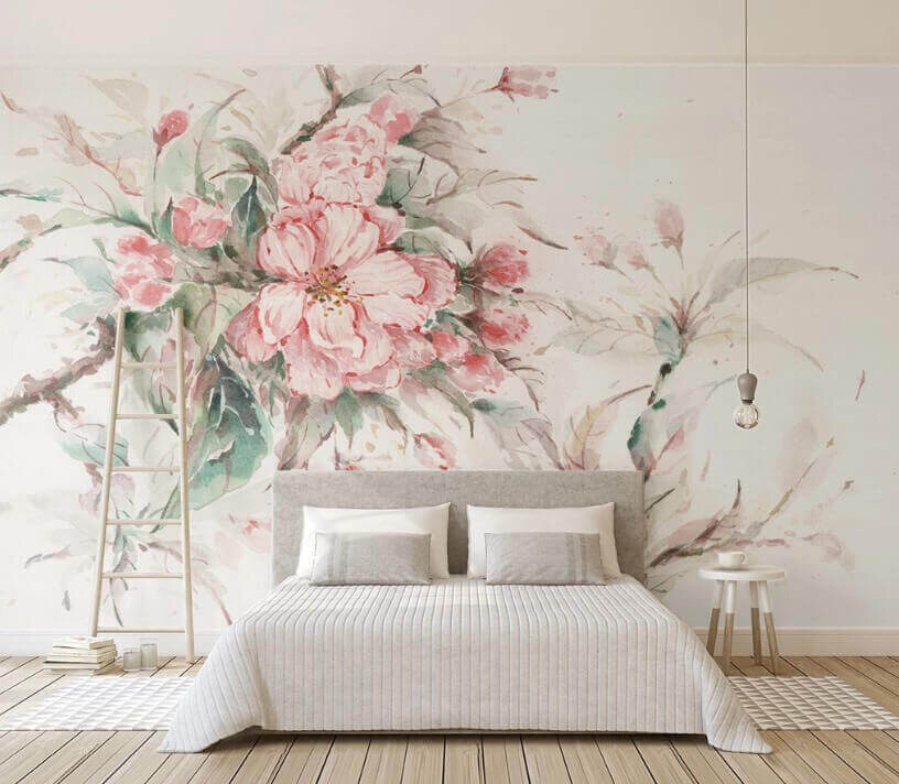 Pintura de flores cor-de-rosa