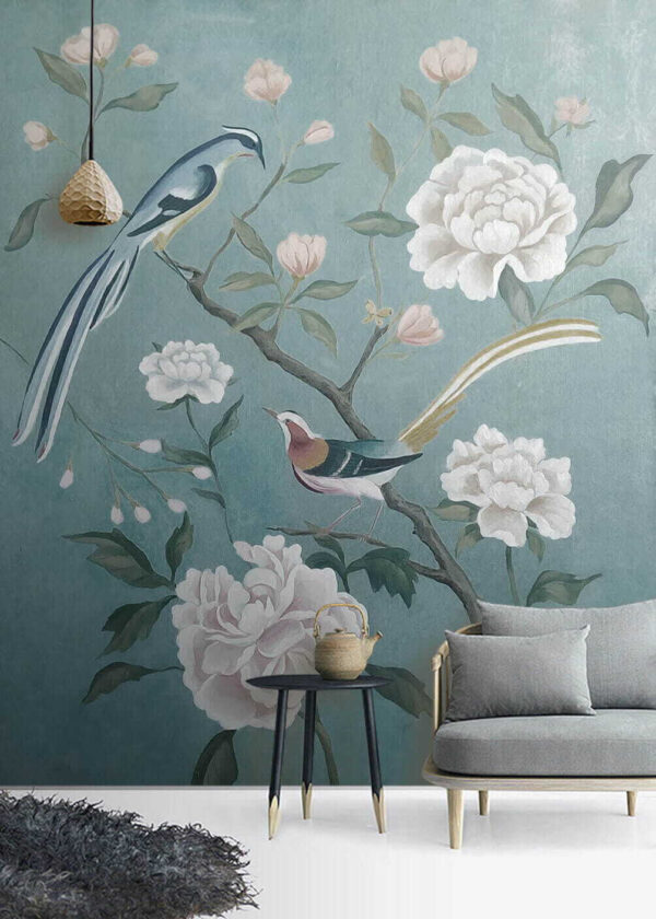 u14296pig1 600x840 - Pintura de pássaros num ramo com flores - tegory