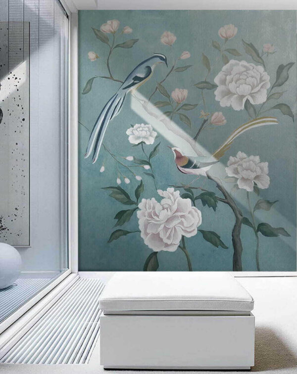 u14296pih1 600x756 - Pintura de pássaros num ramo com flores - tegory