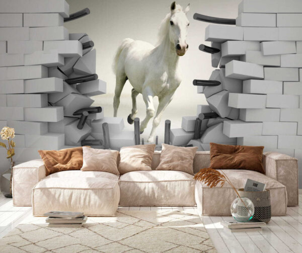Cavalo a atravessar um muro Cavalo a atravessar um muro
