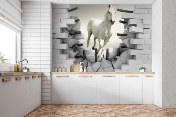 Cavalo a atravessar um muro Cavalo a atravessar um muro