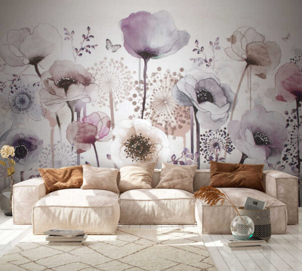 Pintura de flores e borboletas Pintura de flores e borboletas