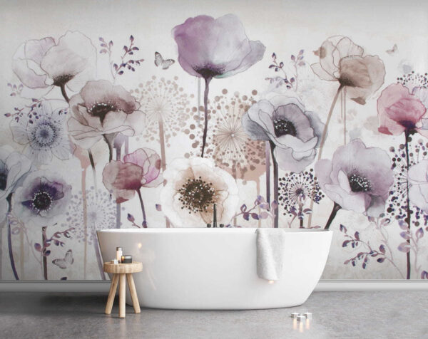 Pintura de flores e borboletas Pintura de flores e borboletas