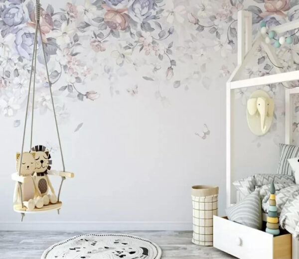 Fundo branco com flores e borboletas Fundo branco com flores e borboletas