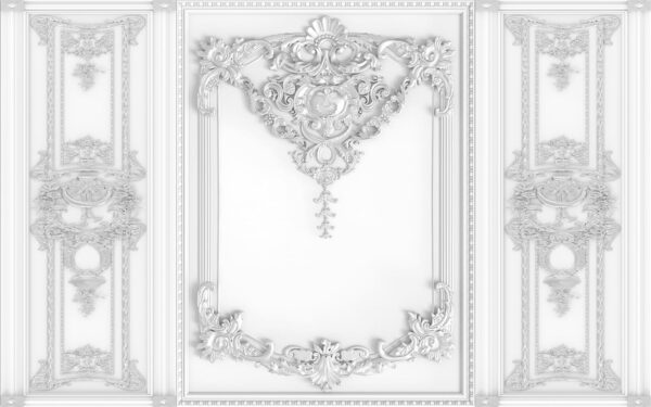 Parede branca com desenhos ornamentados Parede branca com desenhos ornamentados