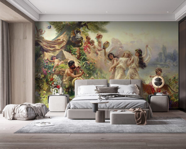 Pintura de pessoas a dançar numa floresta Pintura de pessoas a dançar numa floresta
