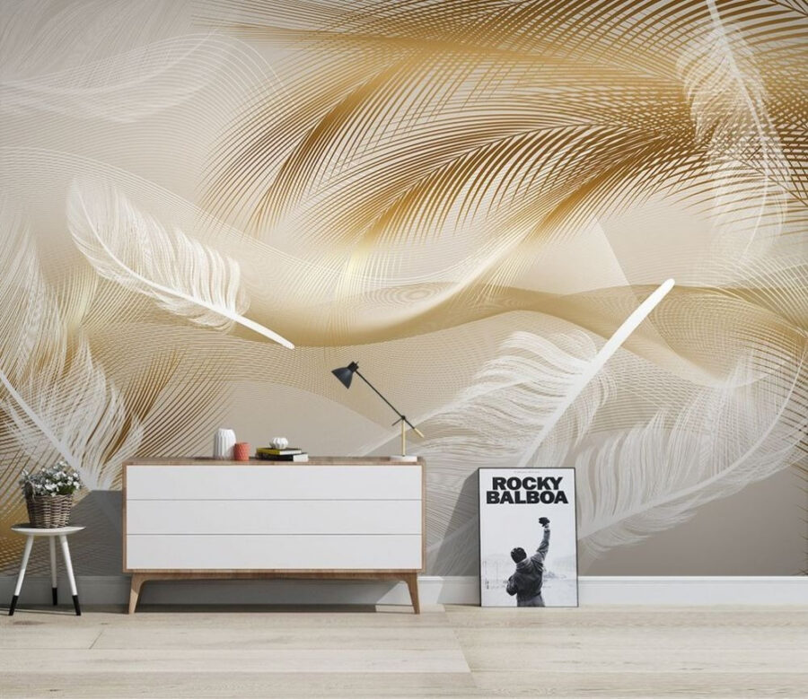 Penas elegantes em ondas suaves.