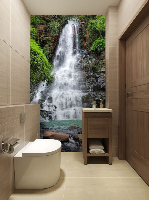 Papel de parede Papel de parede Cascata com rochas e árvores (REF: u15856)