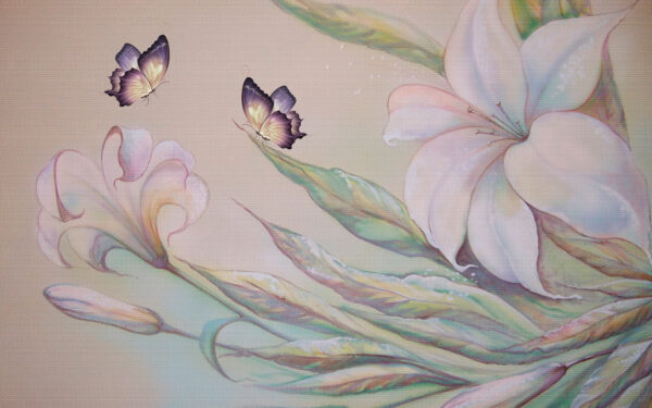 Pintura de flores e borboletas Pintura de flores e borboletas