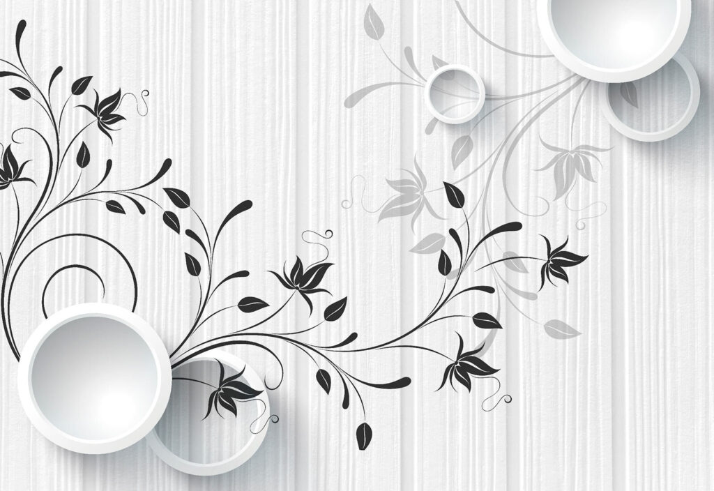 Parede branca com flores pretas e brancas Parede branca com flores pretas e brancas