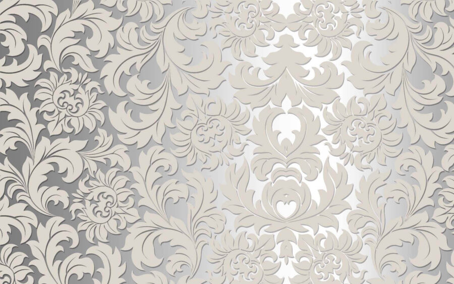 Padrão floral branco e cinzento