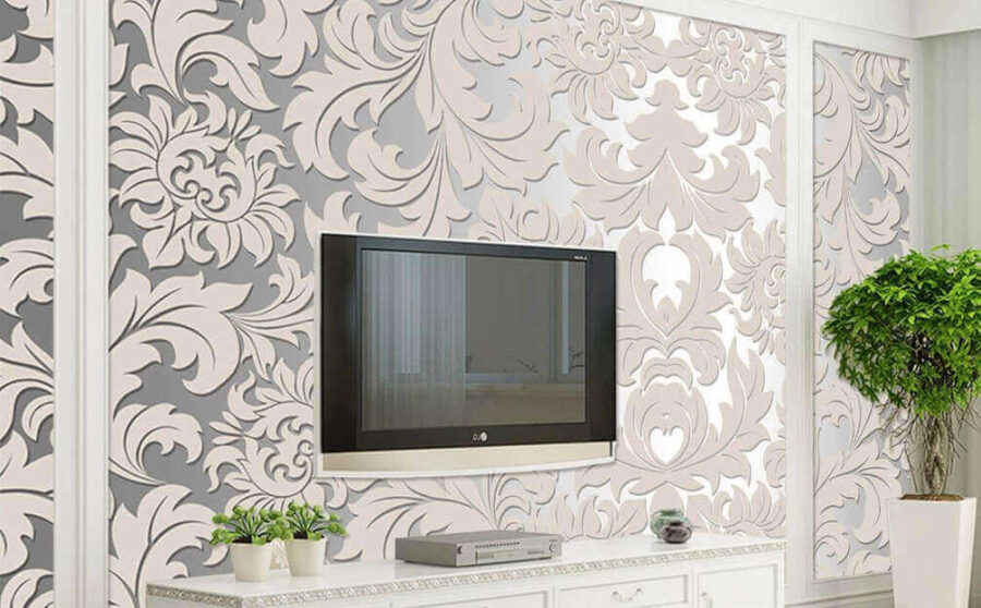 Padrão floral branco e cinzento
